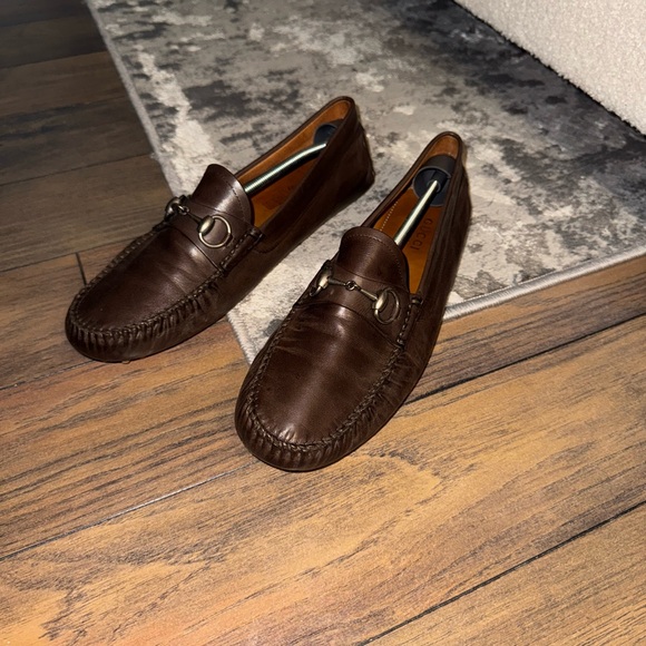 Gucci Dark Brown Leather Loafers - Picture 1 of 6